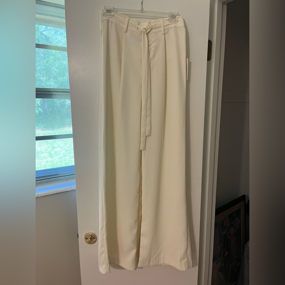 Elegant Cream Wide-Leg Pants
